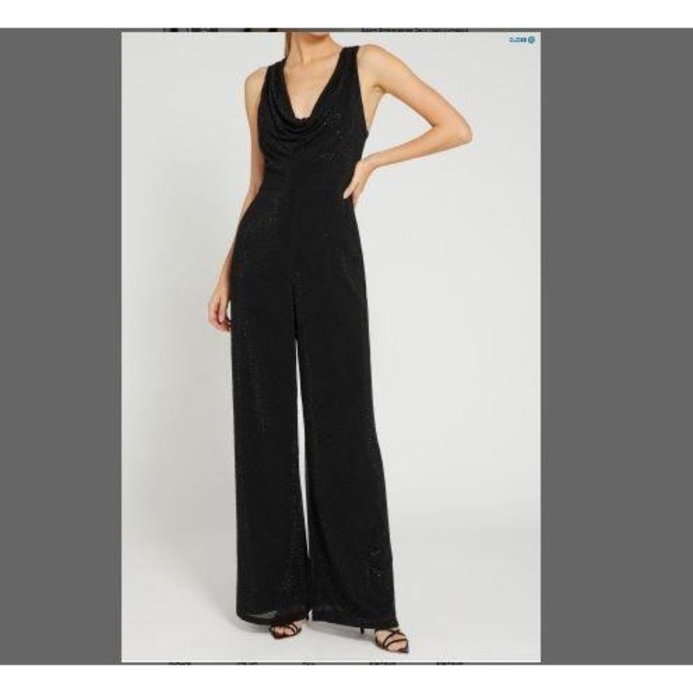 alice + olivia Jumpsuit Black Salem Sparkly Sleeveless Formal Women's 4 MSRP
